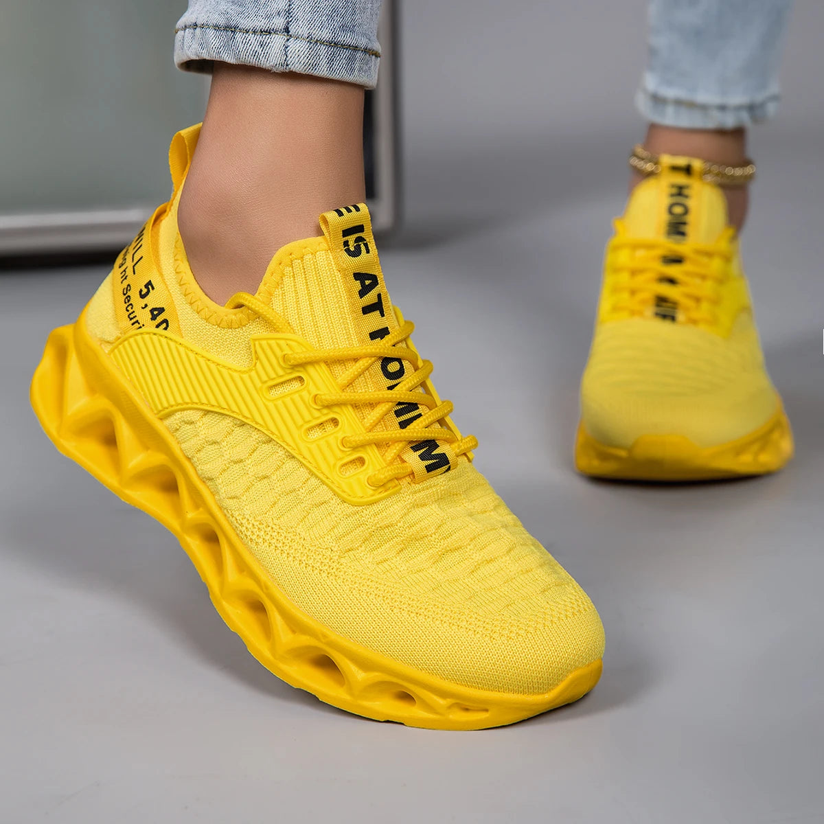 Blade Sole Orthopedic Sneakers – Hollow-Carved Shock Absorption Fly-Knit Trainers