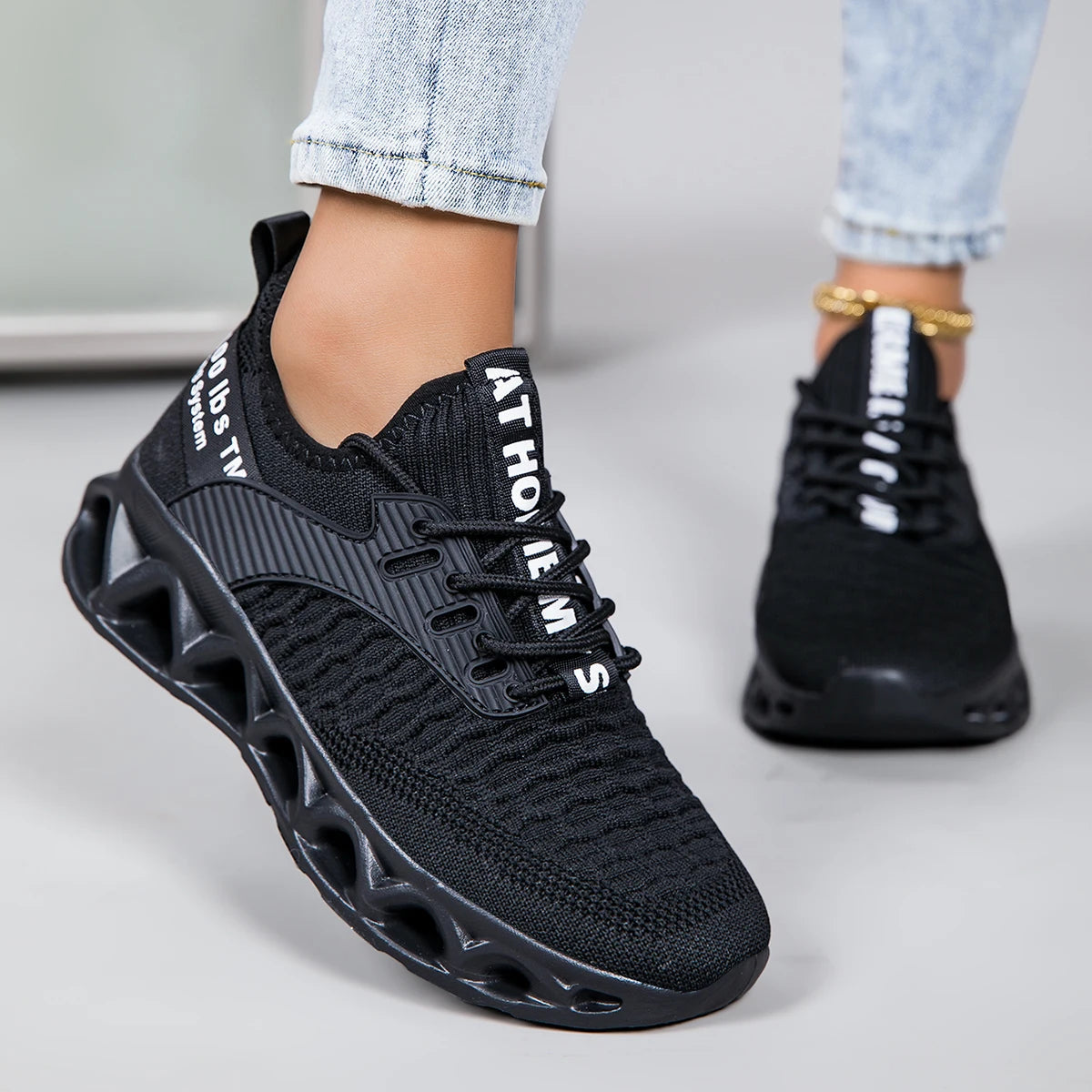 Blade Sole Orthopedic Sneakers – Hollow-Carved Shock Absorption Fly-Knit Trainers