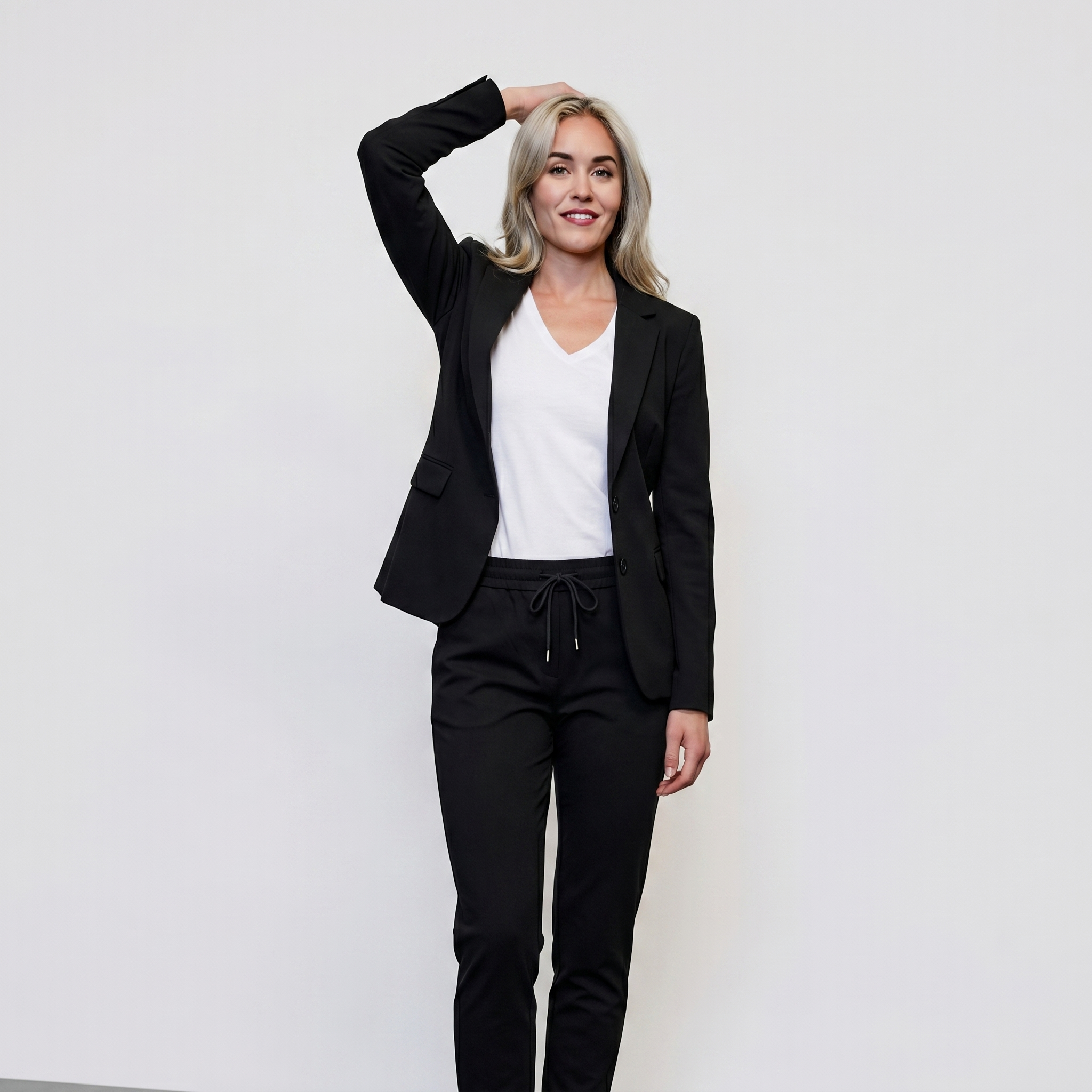 Chic Women's Suit Set – Elegant Blazer and Jogger Trousers with Slim Fit Stretch Fabric 0