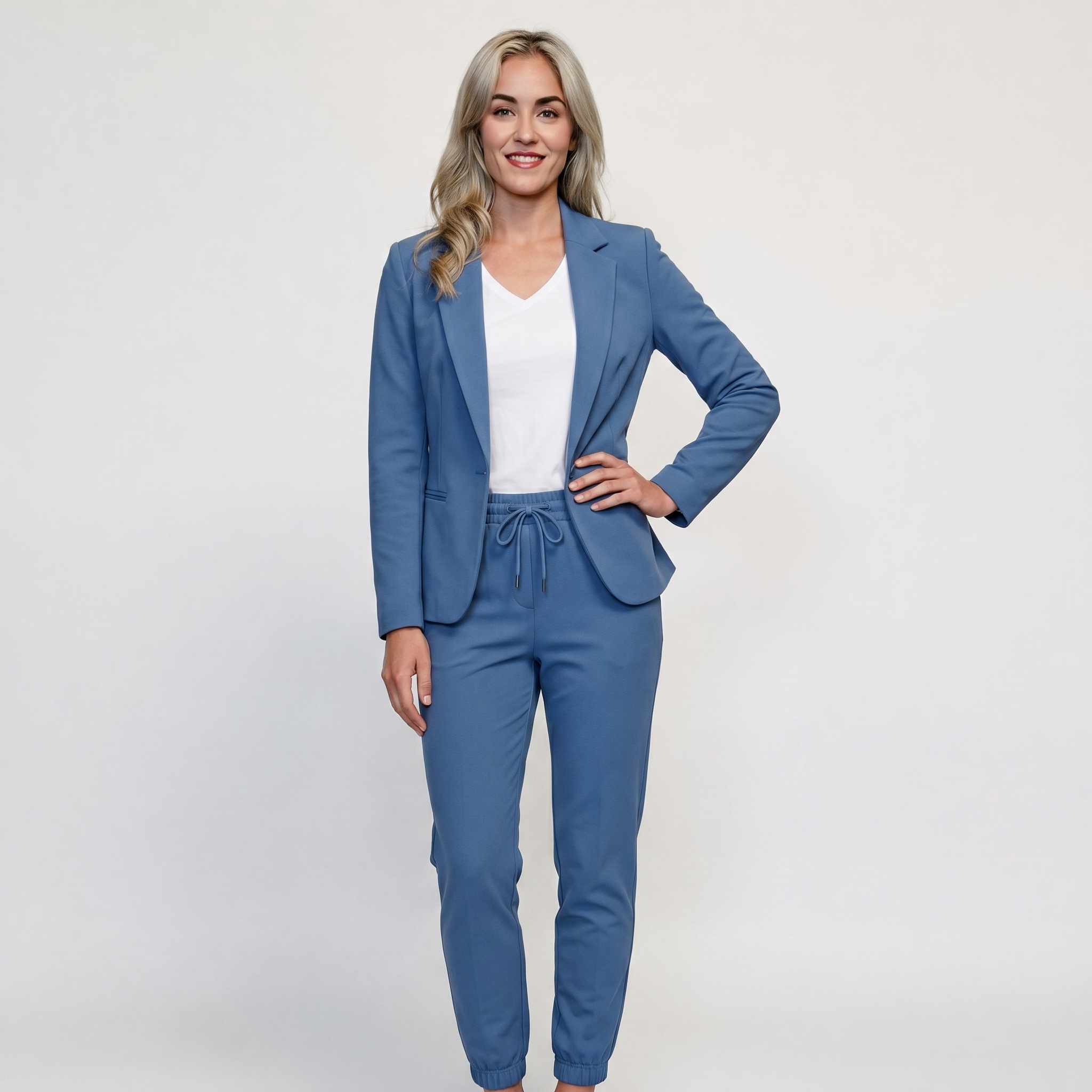 Chic Women's Suit Set – Elegant Blazer and Jogger Trousers with Slim Fit Stretch Fabric 2