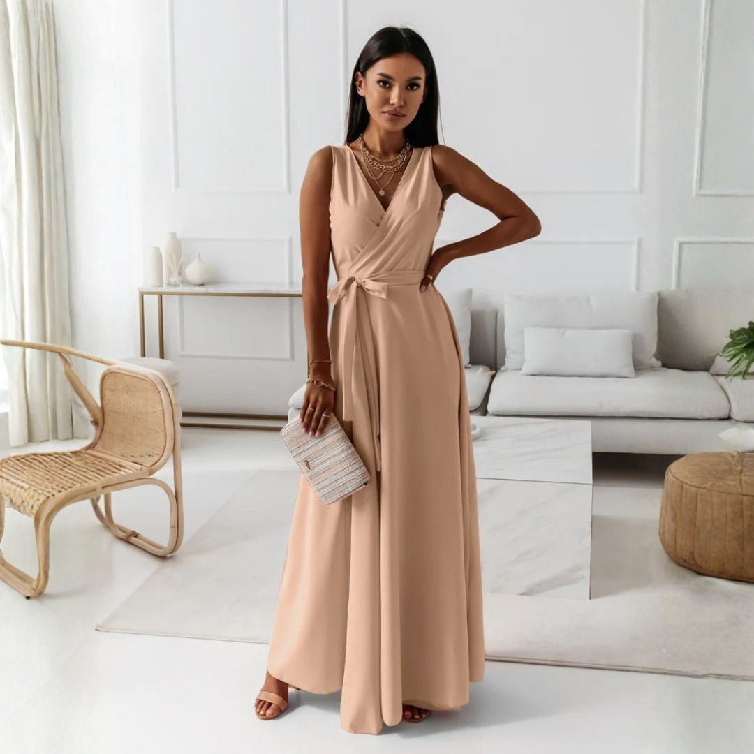 Elegant Women's Wedding Wrap Maxi Dress – Flattering Sleeveless Design for Formal Events