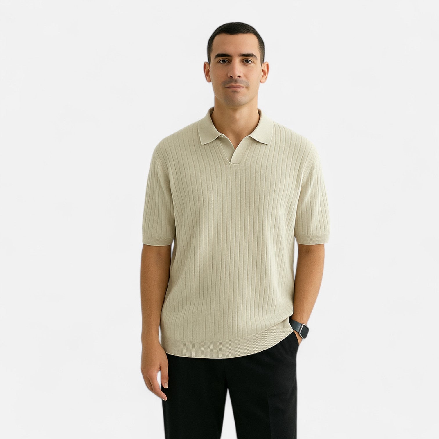 Elegant Breathable Silk Men's Polo Shirt - Short Sleeve, Classic Fit, Summer Style 2
