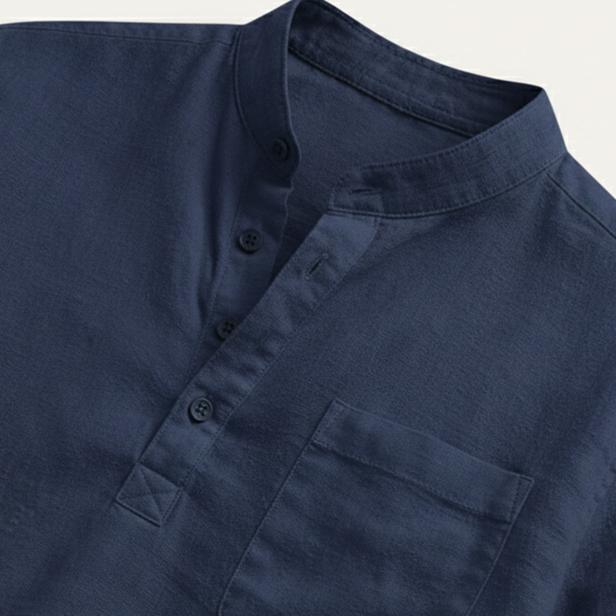 Lightweight Casual Summer Linen Shirt for Men - Relaxed Fit with Henley Button Neckline 2