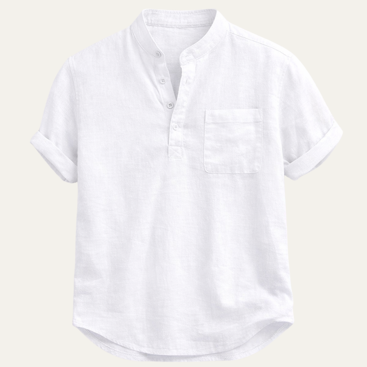 Lightweight Casual Summer Linen Shirt for Men - Relaxed Fit with Henley Button Neckline 4
