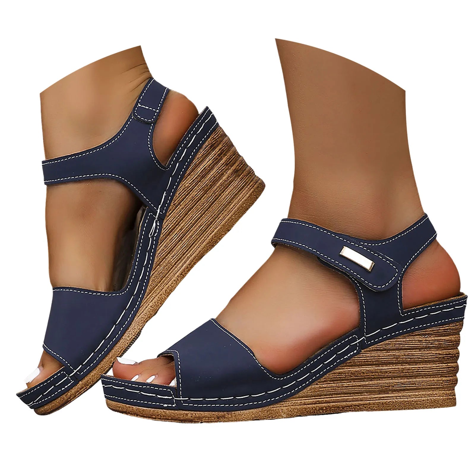 Lightweight Summer Wedge Sandals for Women – Comfortable Open Toe Design with Rhinestone Detailing 2