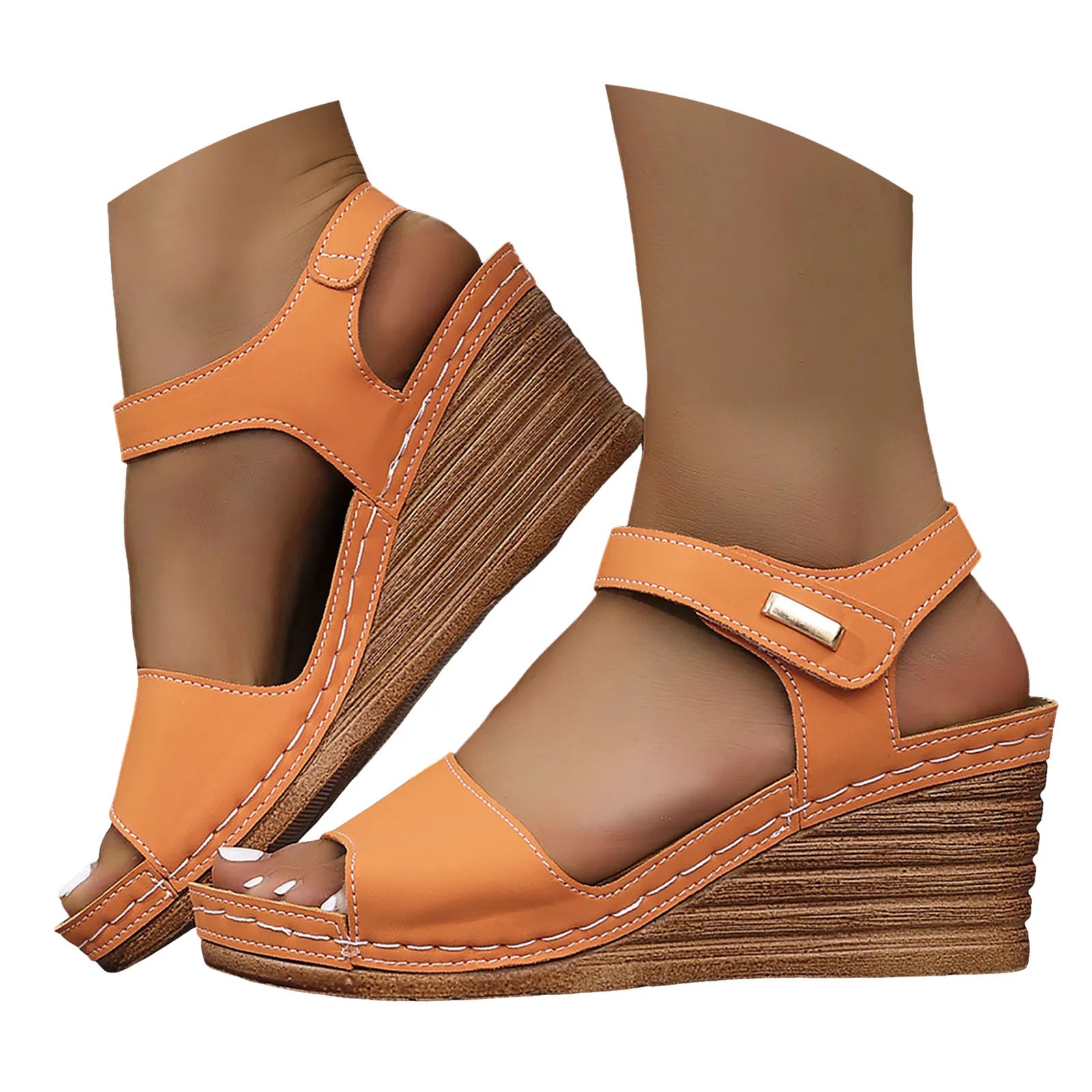 Lightweight Summer Wedge Sandals for Women – Comfortable Open Toe Design with Rhinestone Detailing 3