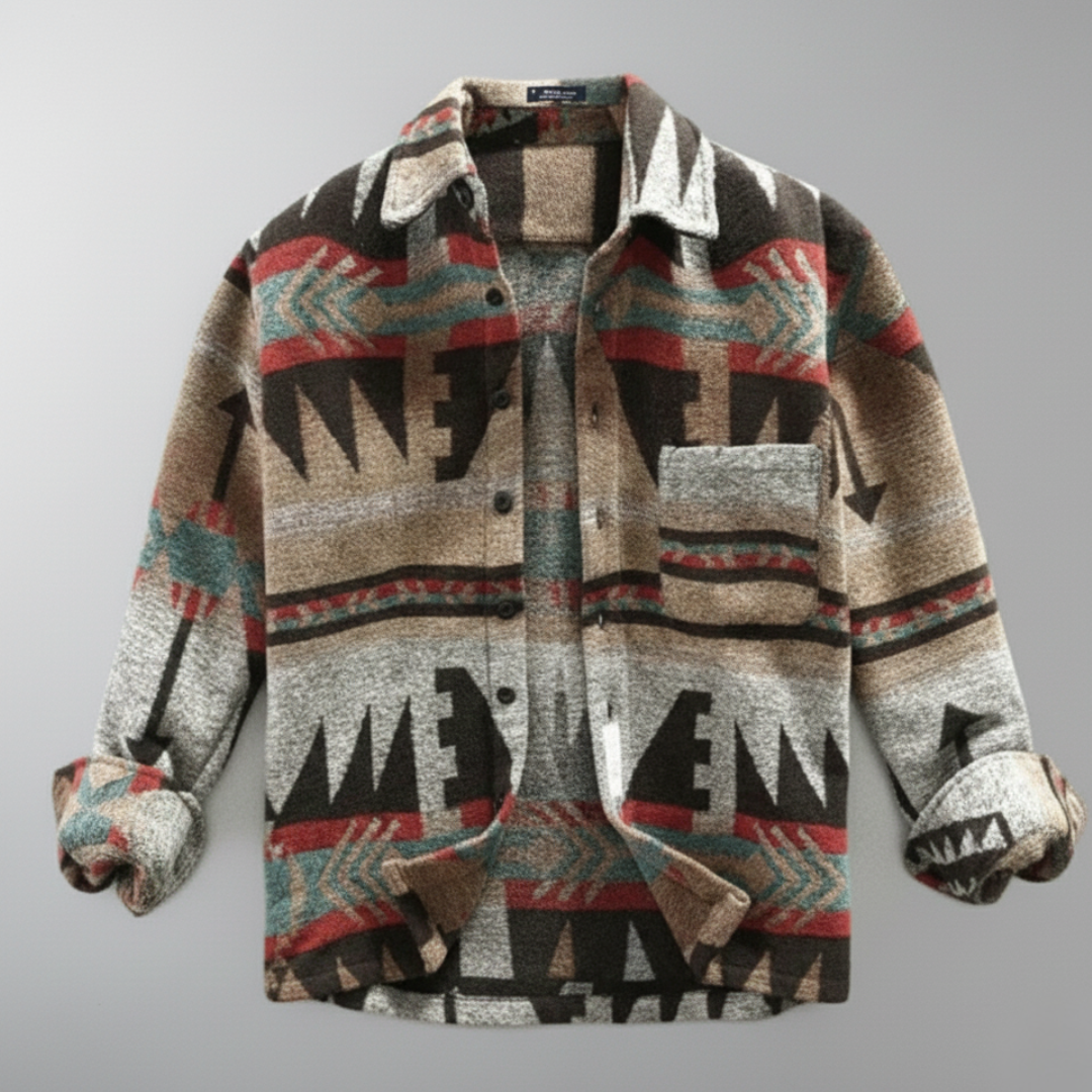 Men’s Brushed Flannel Shirt with Jacquard Pattern