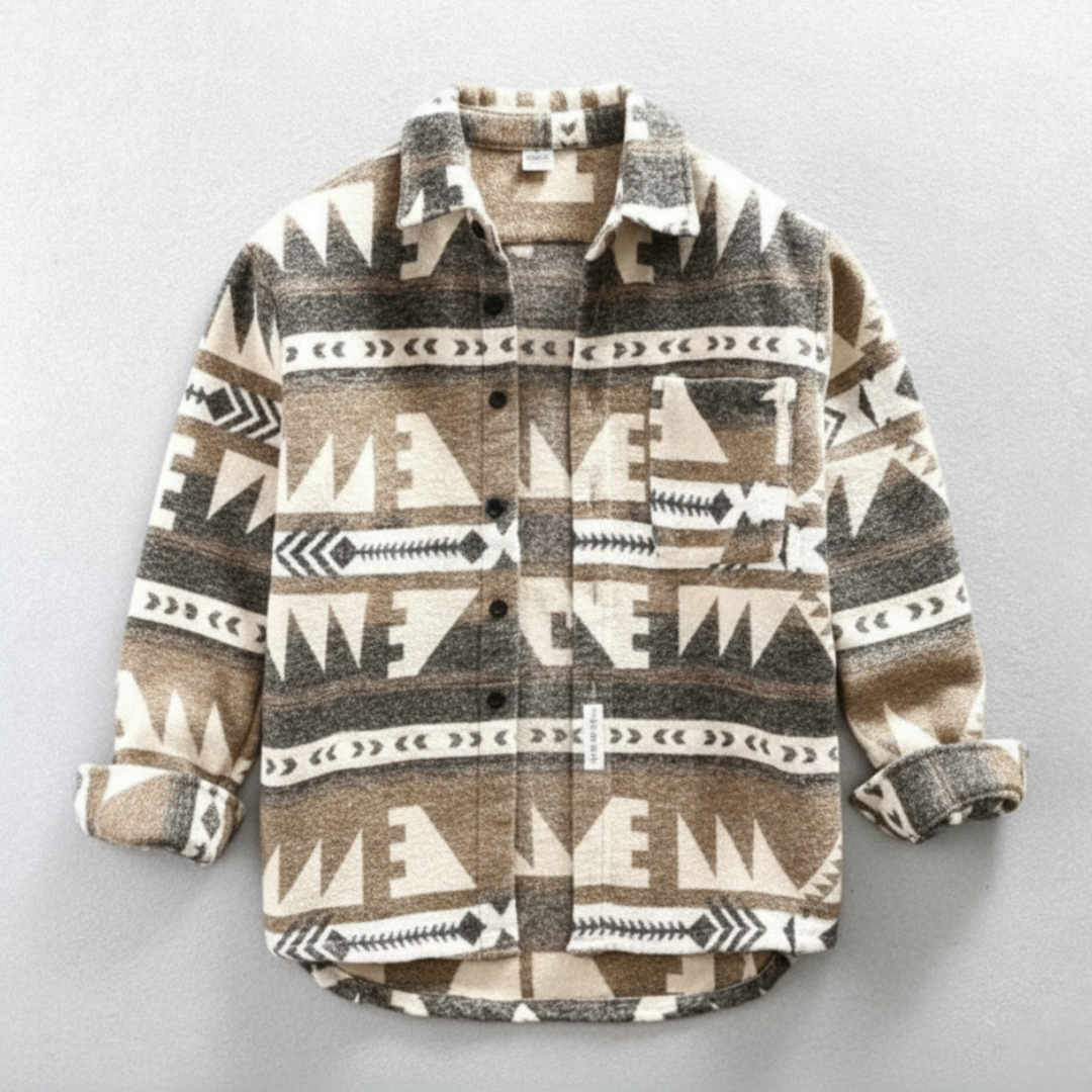 Men’s Brushed Flannel Shirt with Jacquard Pattern