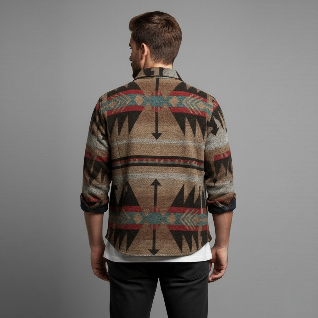 Men’s Brushed Flannel Shirt with Jacquard Pattern