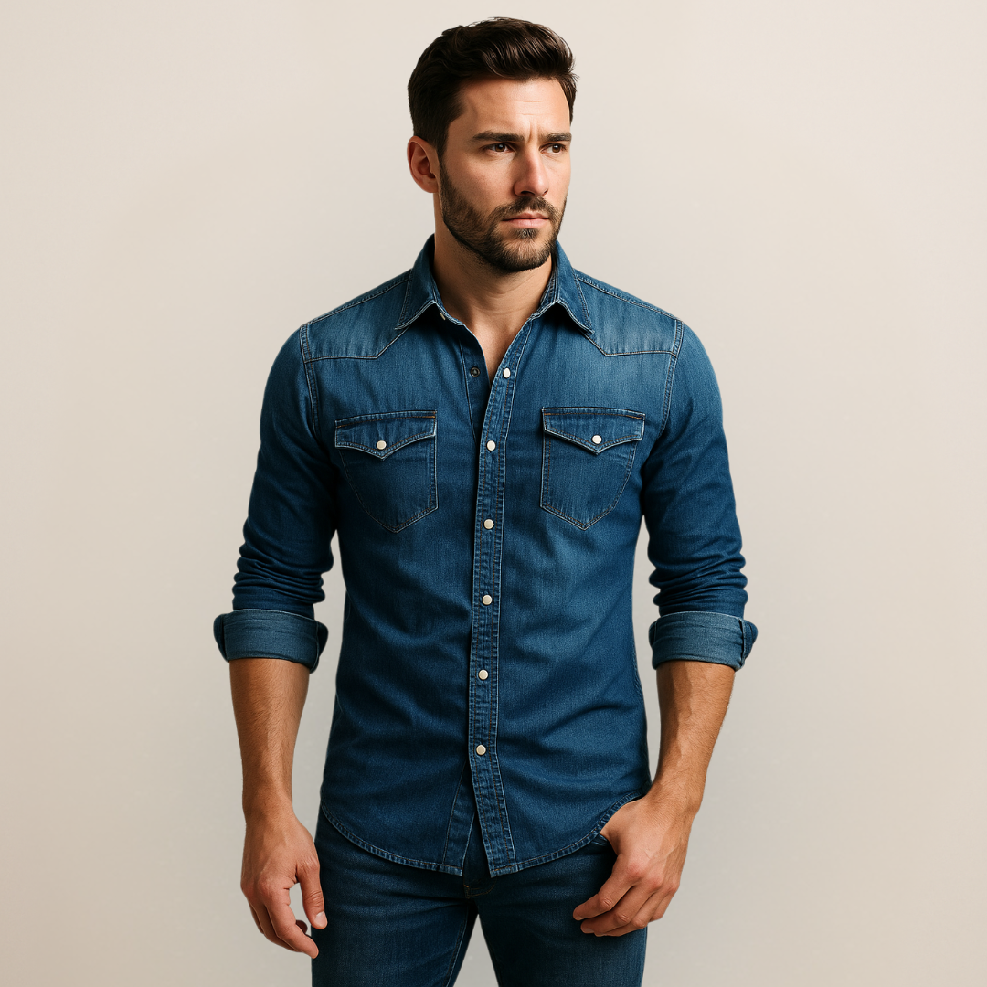 Men’s Casual Denim Shirt with Timeless Style and Comfortable Fit