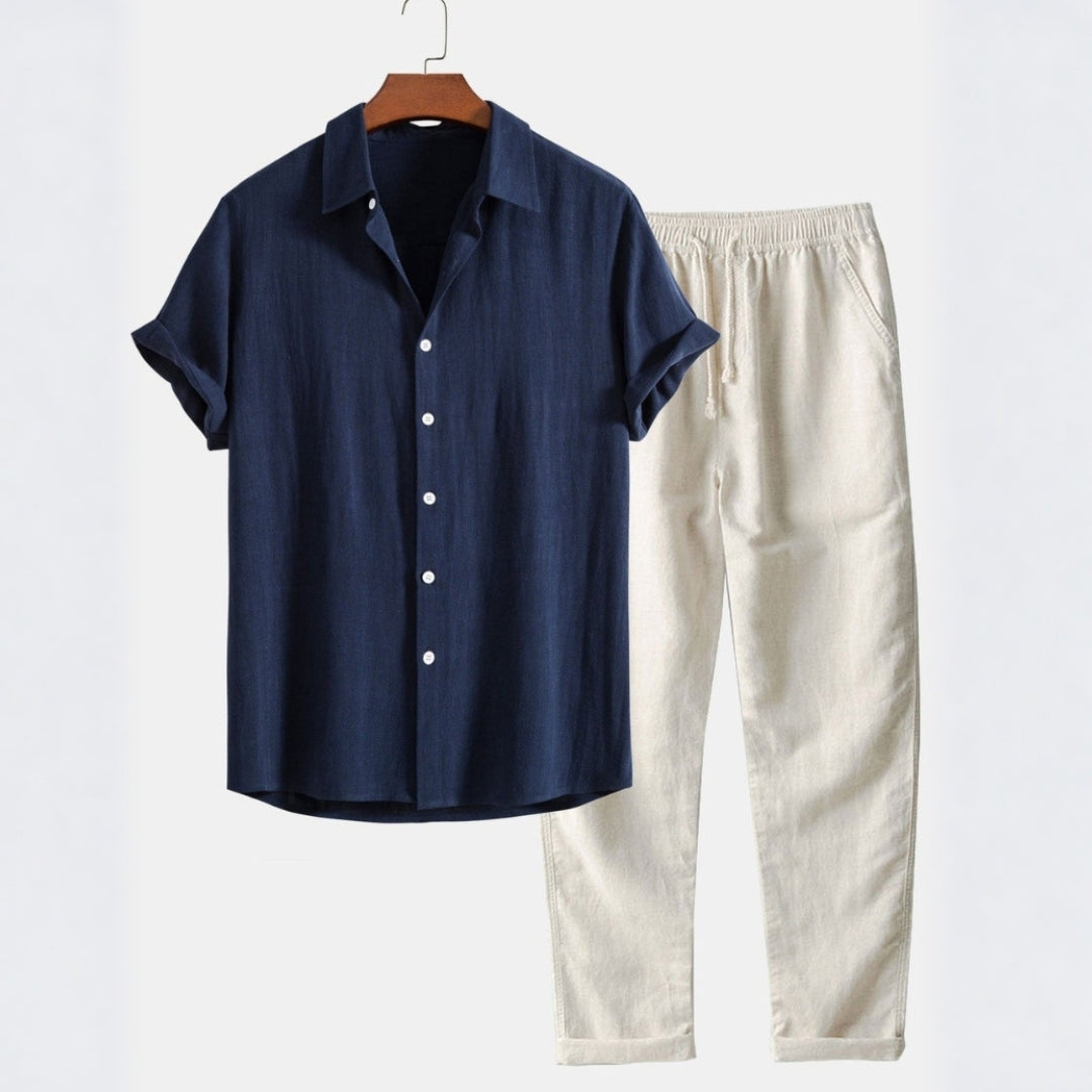 Men's Casual Linen Shirt and Pants Set – Stylish, Comfortable Outfit for Warm Weather