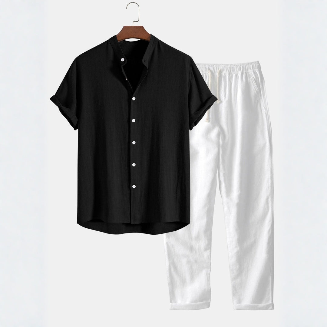 Men's Casual Linen Shirt and Pants Set – Stylish, Comfortable Outfit for Warm Weather