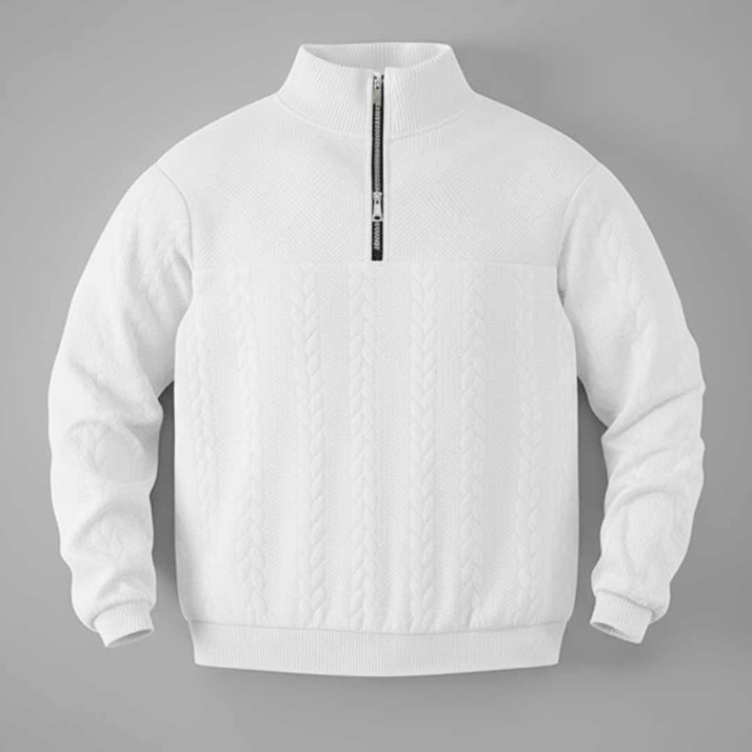 Men’s Half Zip Sweater with High Neck