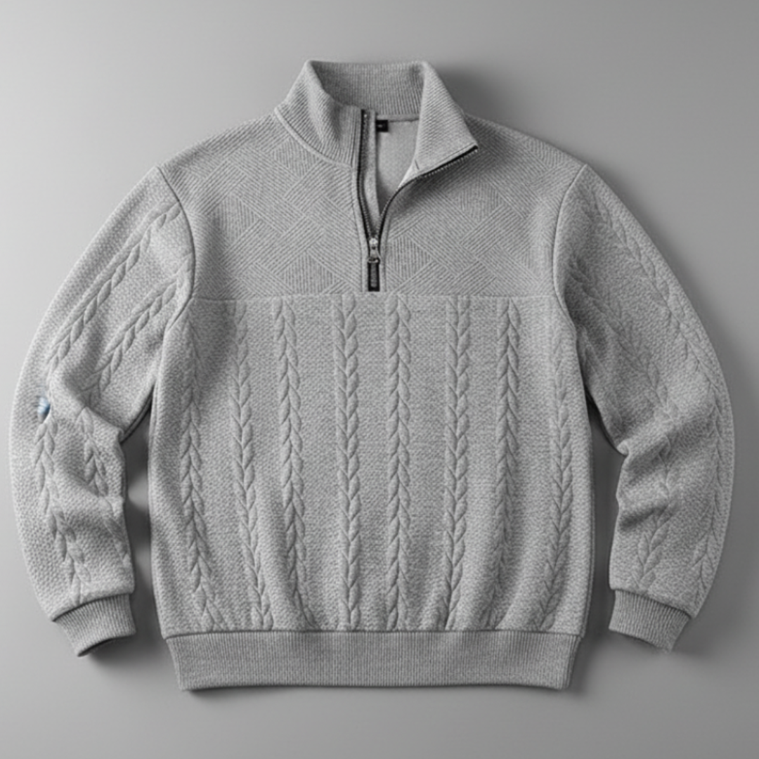 Men’s Half Zip Sweater with High Neck