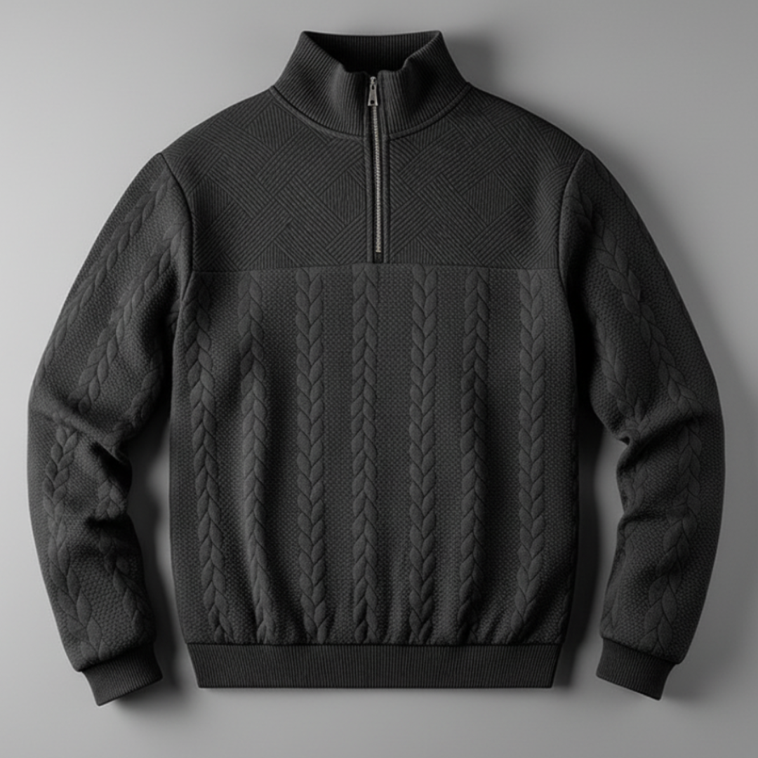 Men’s Half Zip Sweater with High Neck