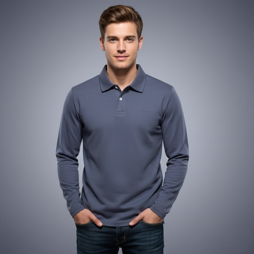 Men’s Long Sleeve Smart Casual Polo Shirt