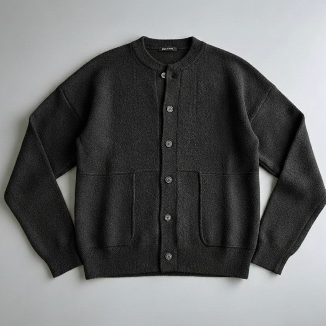 Men’s Relaxed Fit Knit Sweater with Button