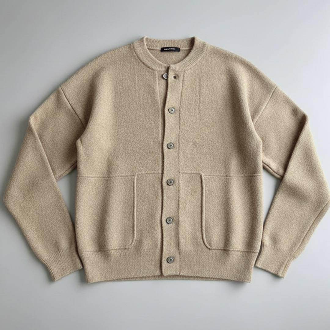 Men’s Relaxed Fit Knit Sweater with Button