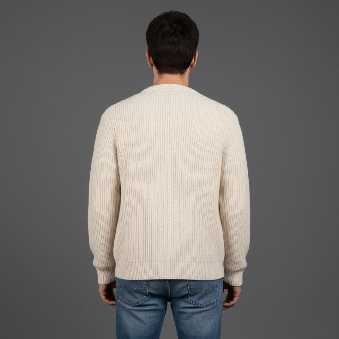 Men’s Relaxed Fit Ribbed Cardigan with Front Pockets
