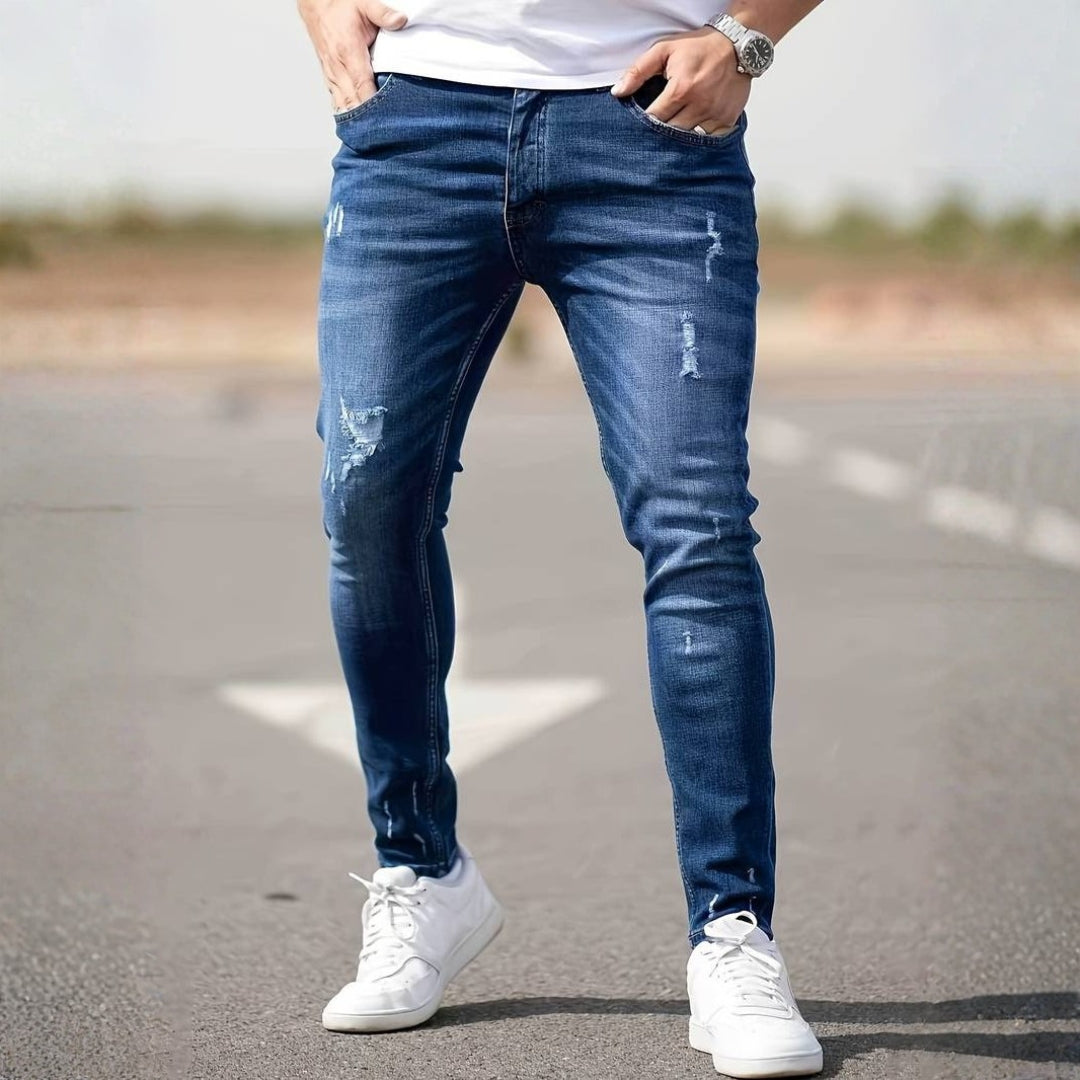 Men’s Ripped Skinny Jeans with Stylish Stretch Fit and Urban Edge