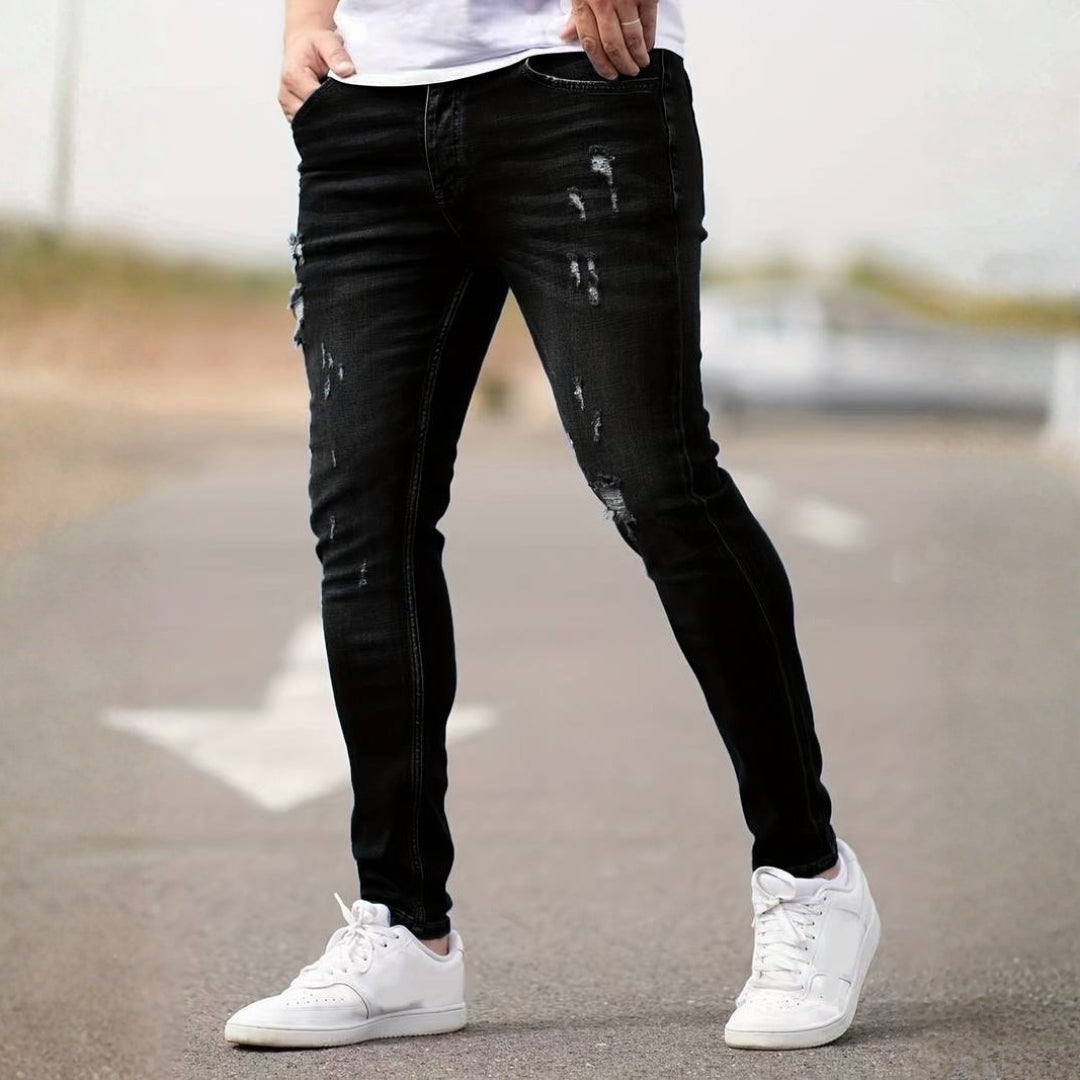 Men’s Ripped Skinny Jeans with Stylish Stretch Fit and Urban Edge
