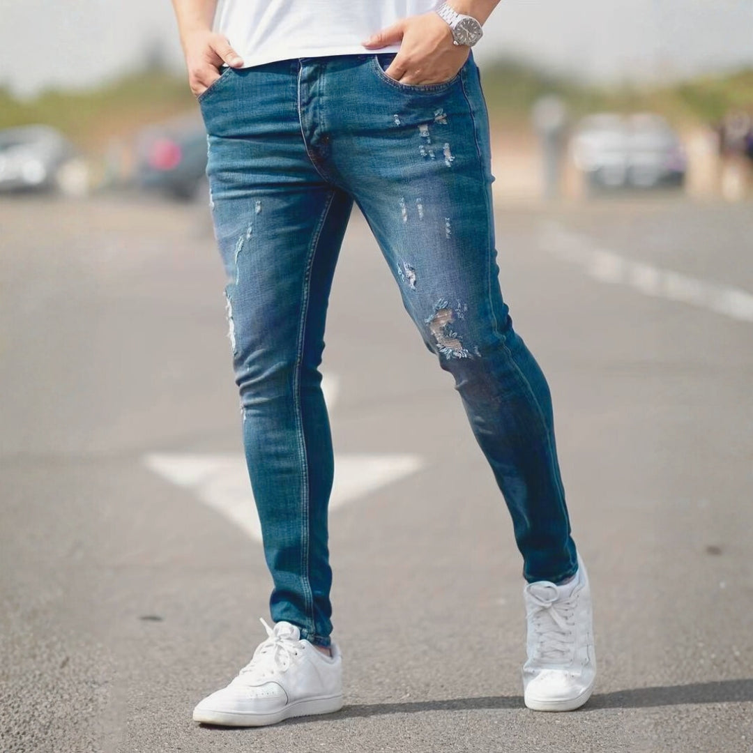 Men’s Ripped Skinny Jeans with Stylish Stretch Fit and Urban Edge