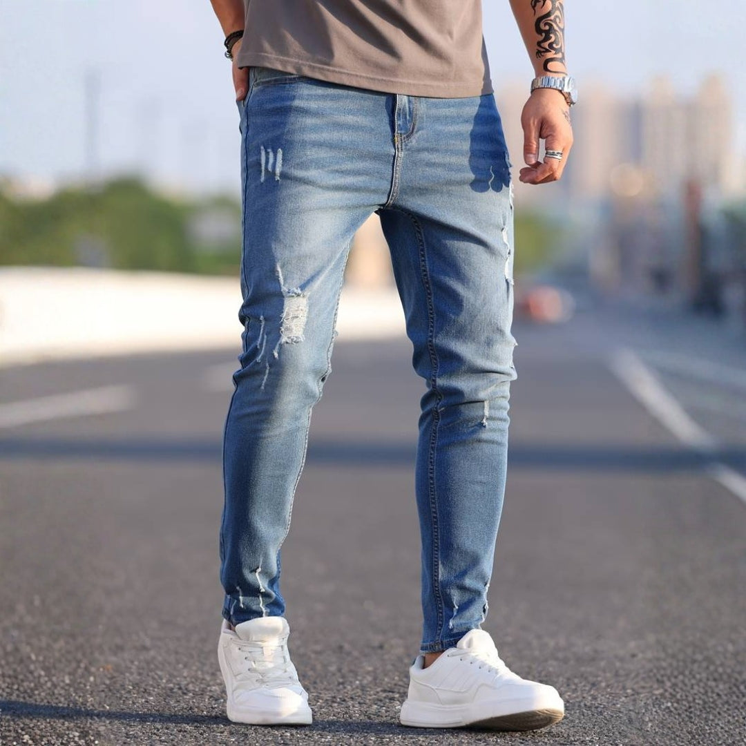 Men’s Ripped Skinny Jeans with Stylish Stretch Fit and Urban Edge