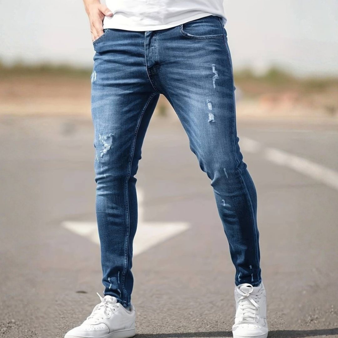 Men’s Ripped Skinny Jeans with Stylish Stretch Fit and Urban Edge