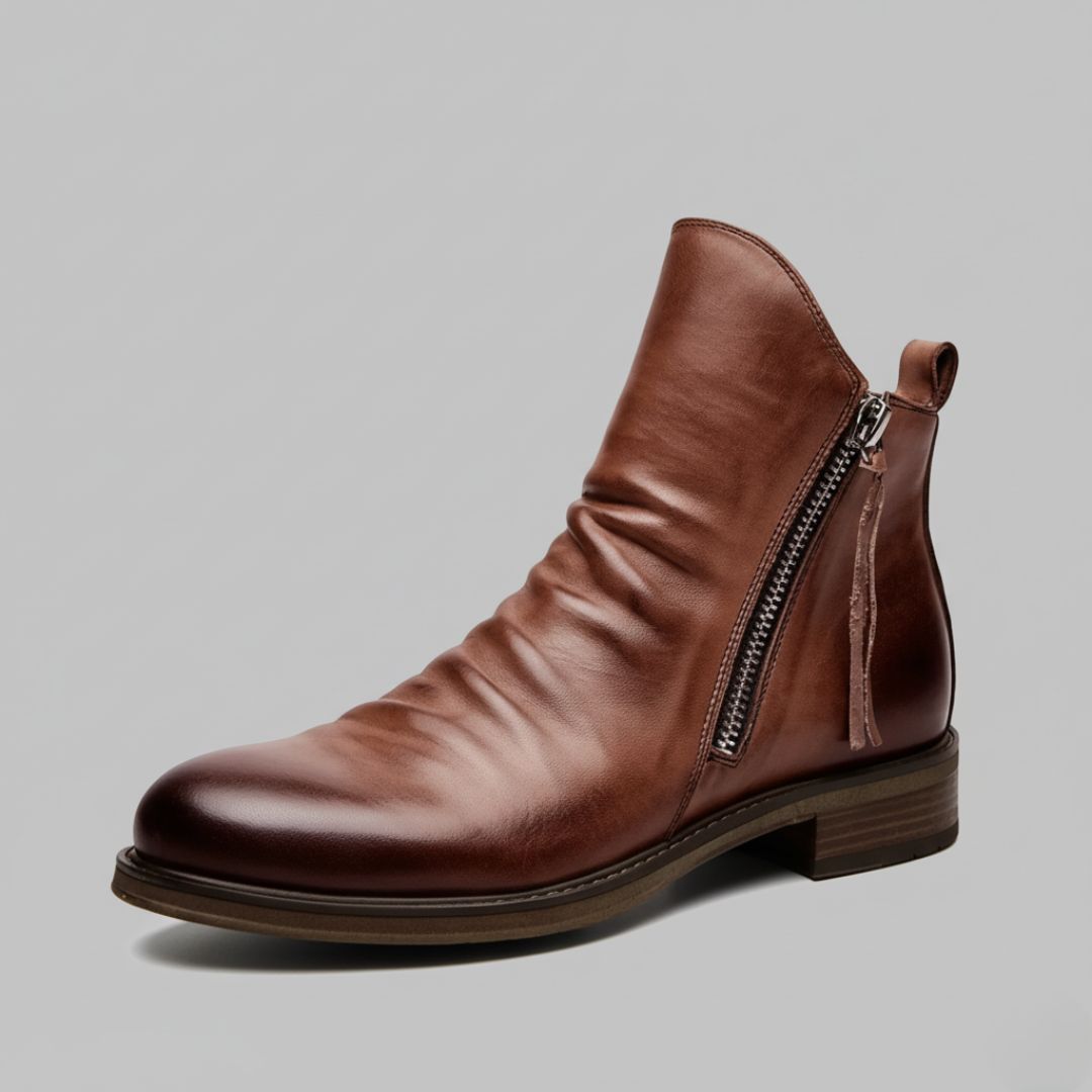 Men’s Side Zip Leather Ankle Boots