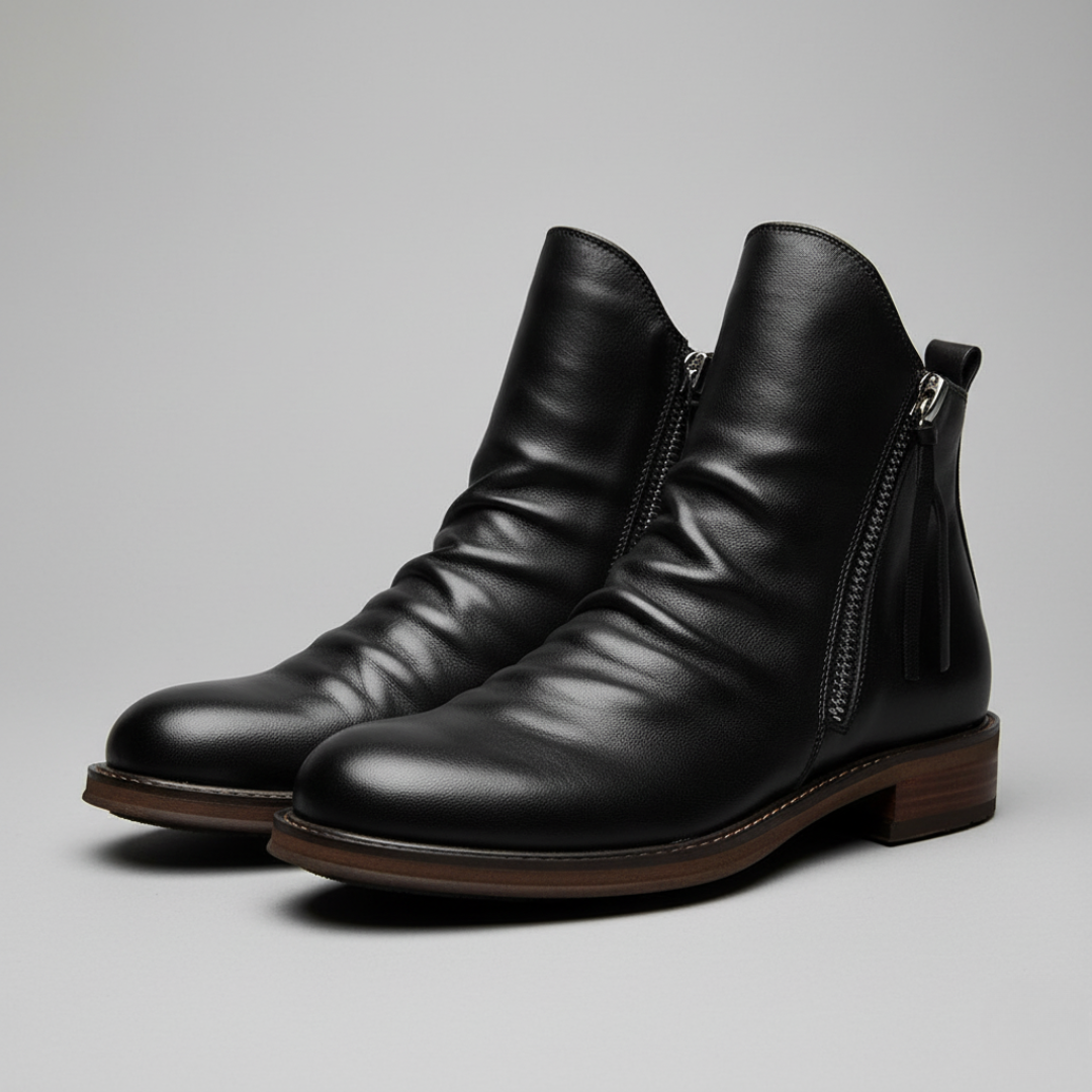 Men’s Side Zip Leather Ankle Boots