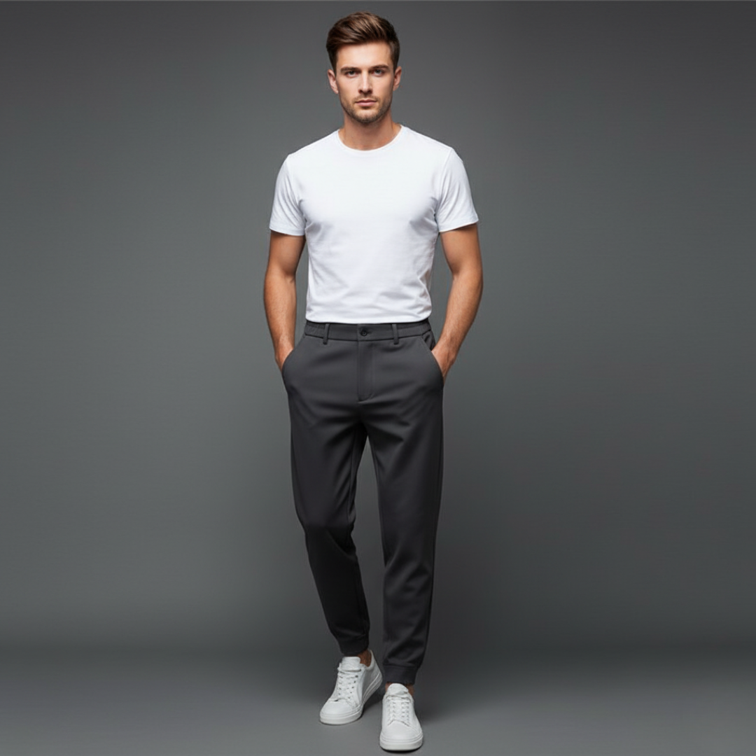 Men’s Tapered Fit Pants with Flexible Waist for Everyday Wear
