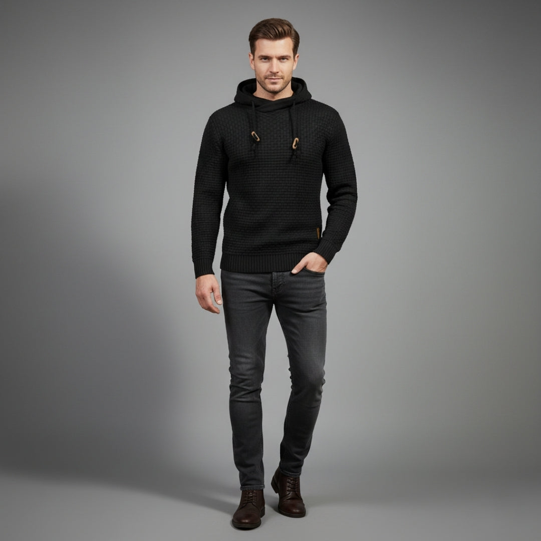Men’s Textured Knit Hoodie Sweater
