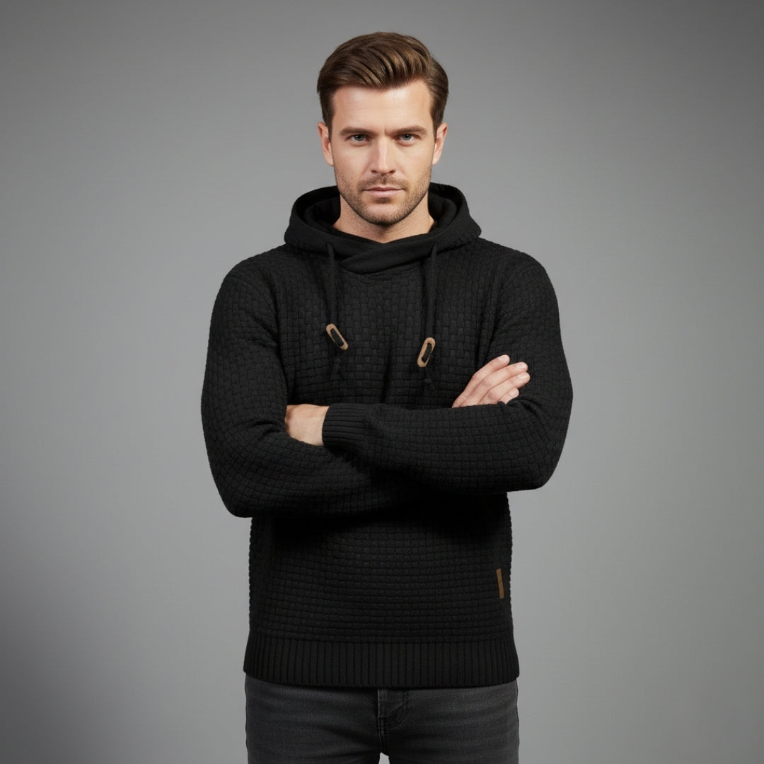 Men’s Textured Knit Hoodie Sweater