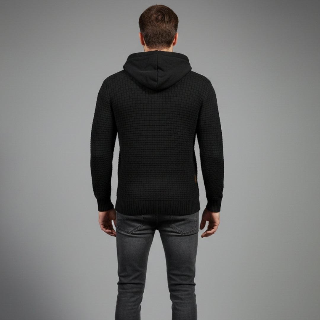 Men’s Textured Knit Hoodie Sweater