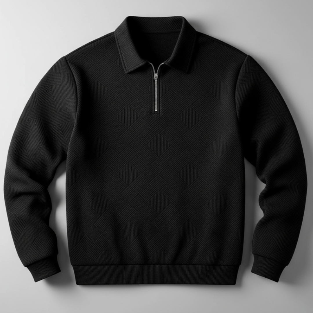 Men’s Vintage Geometric Texture Zip Up Sweater