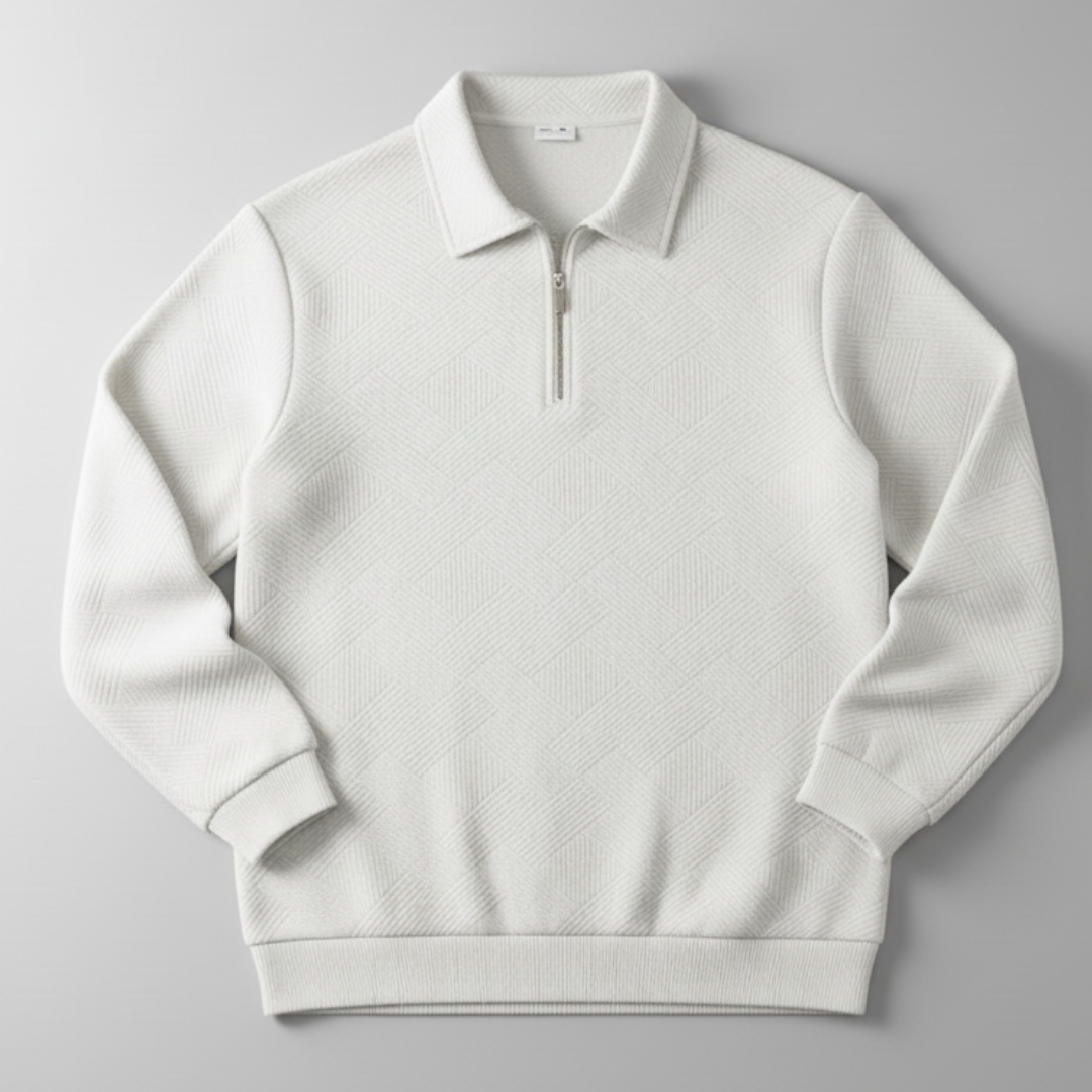 Men’s Vintage Geometric Texture Zip Up Sweater