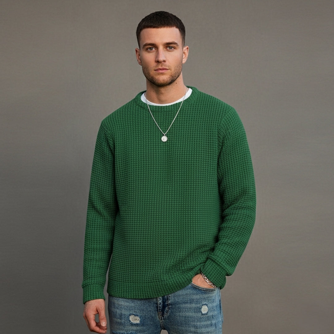 Men’s Waffle Sweater Knit with Round Neck