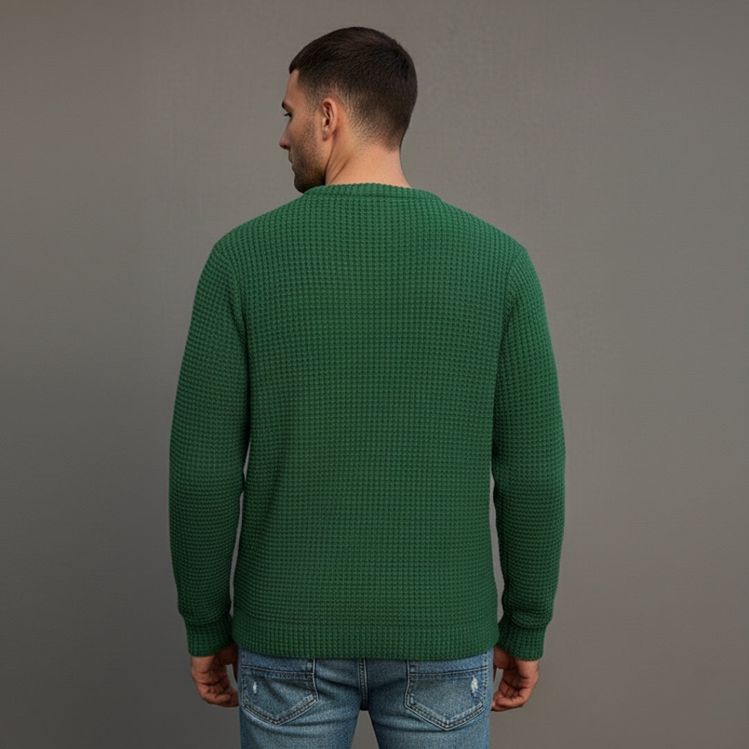 Men’s Waffle Sweater Knit with Round Neck