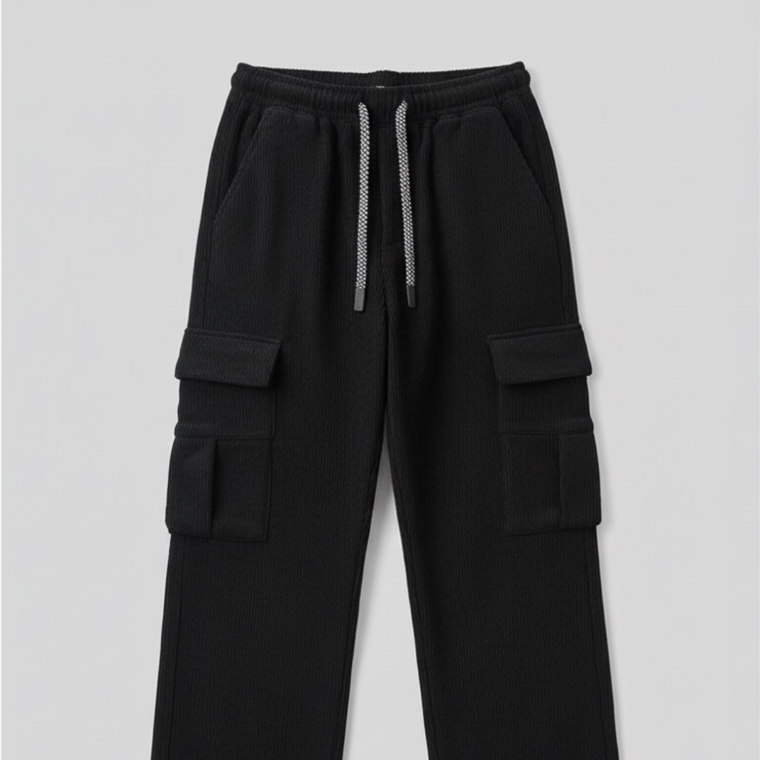 Men’s Wide Leg Corduroy Cargo Pants with fleece interior