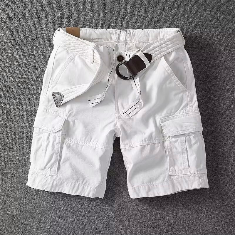 Men's Black Cargo Shorts with Adjustable Waist and Multi-Pocket Design 3