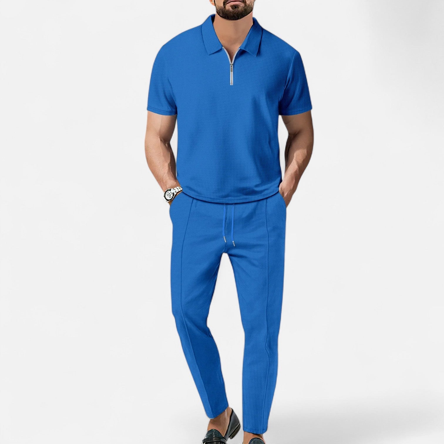 Men's Casual Polo Shirt and Trouser Set – Stylish Fit with Breathable Fabric 0