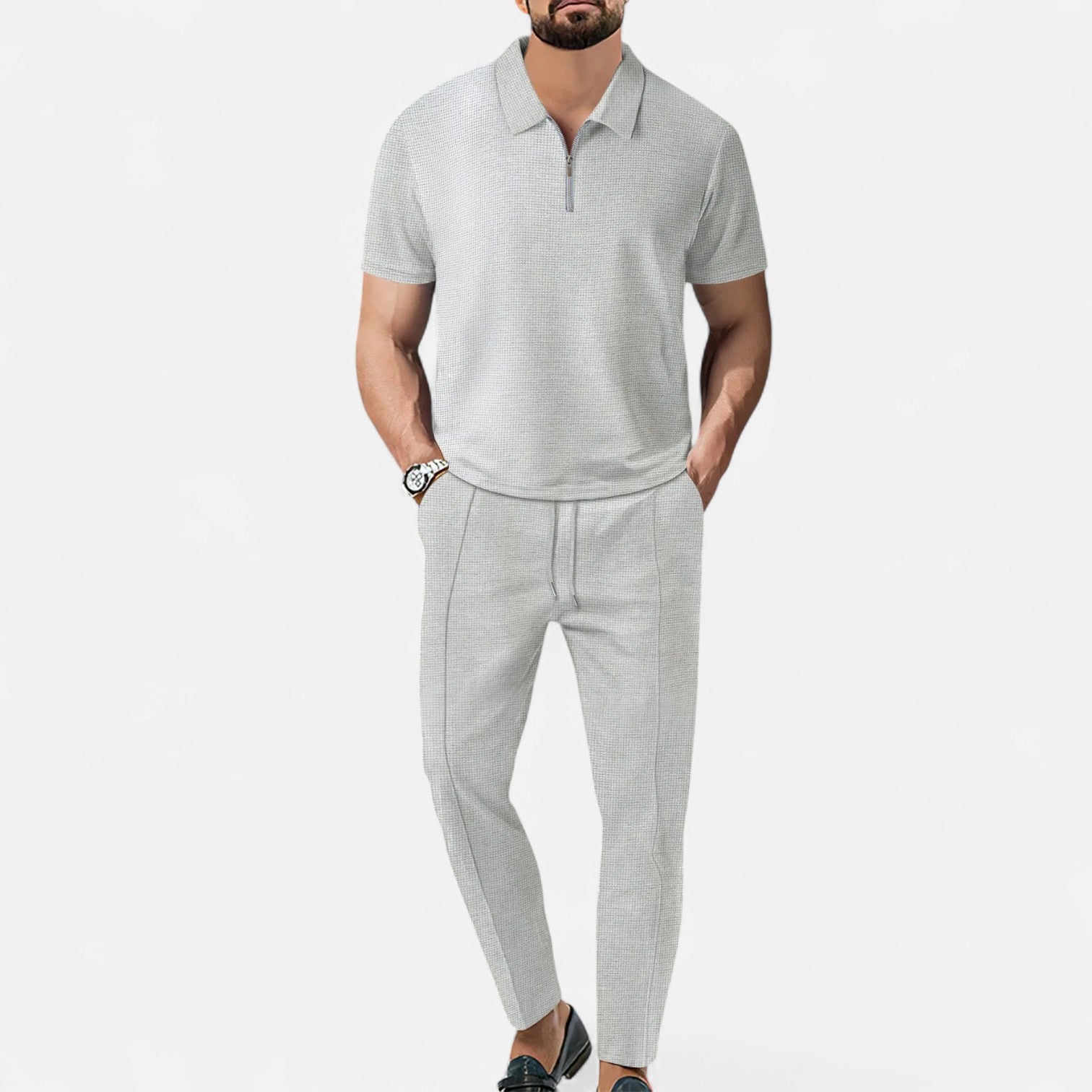Men's Casual Polo Shirt and Trouser Set – Stylish Fit with Breathable Fabric 2