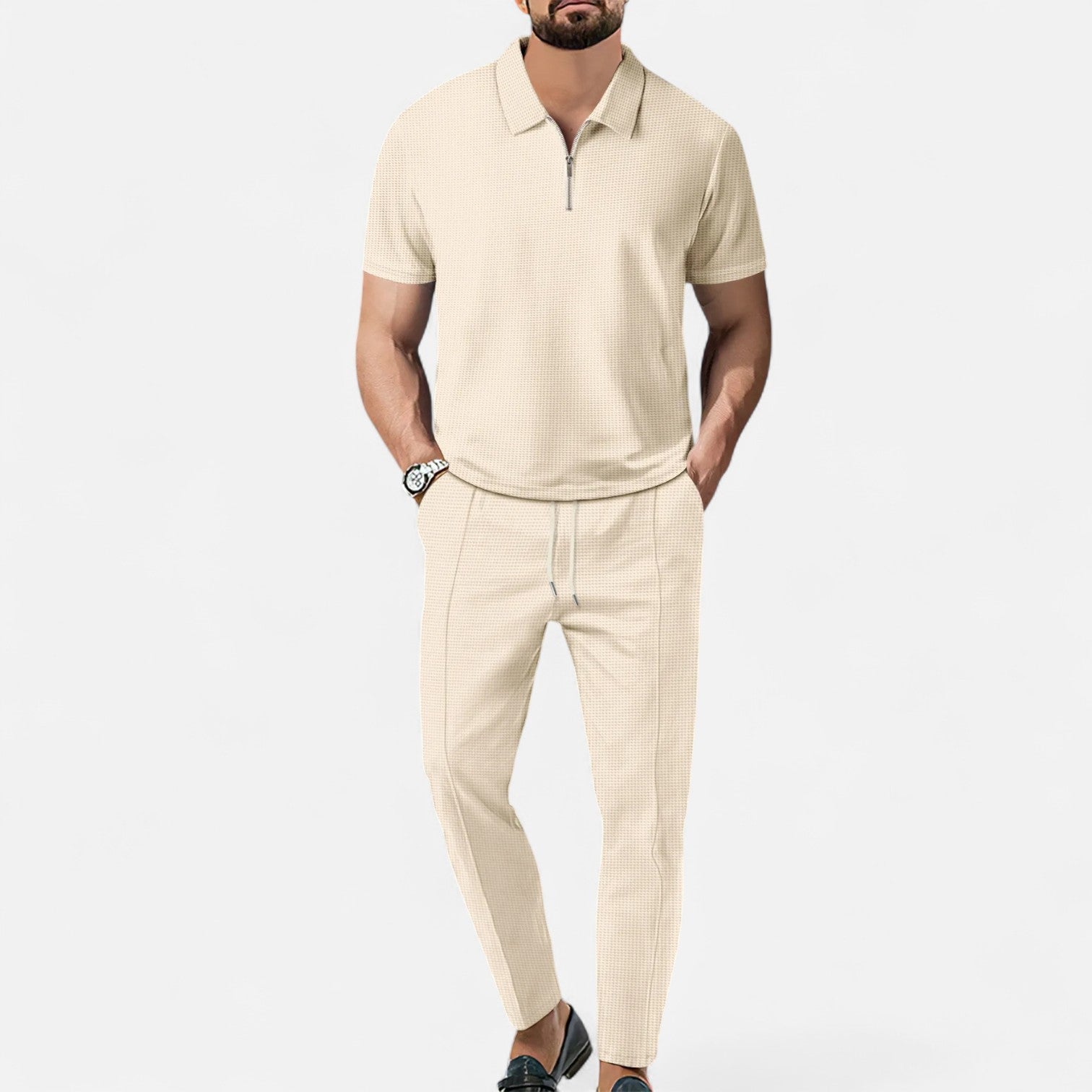 Men's Casual Polo Shirt and Trouser Set – Stylish Fit with Breathable Fabric 3