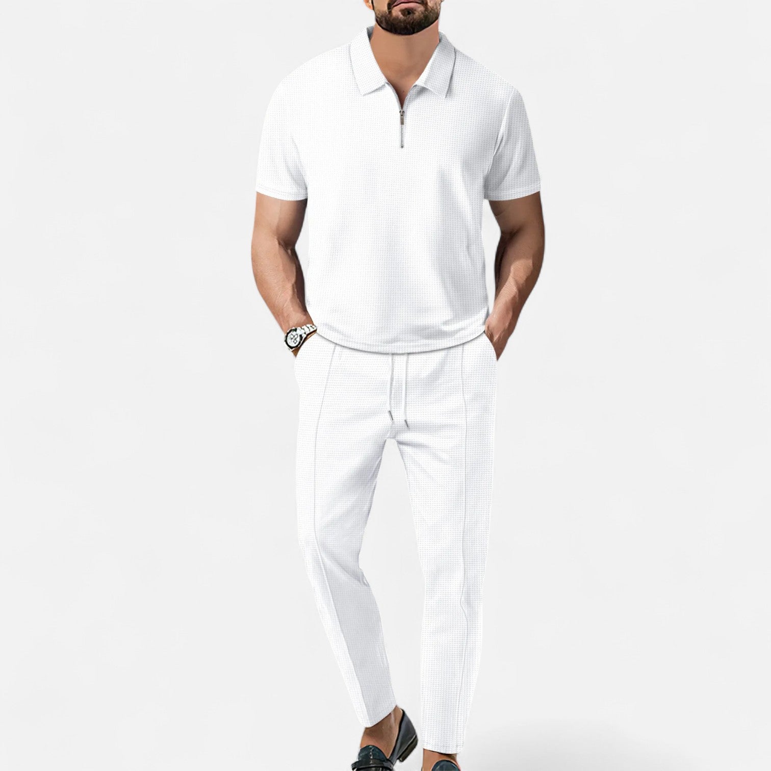 Men's Casual Polo Shirt and Trouser Set – Stylish Fit with Breathable Fabric 4