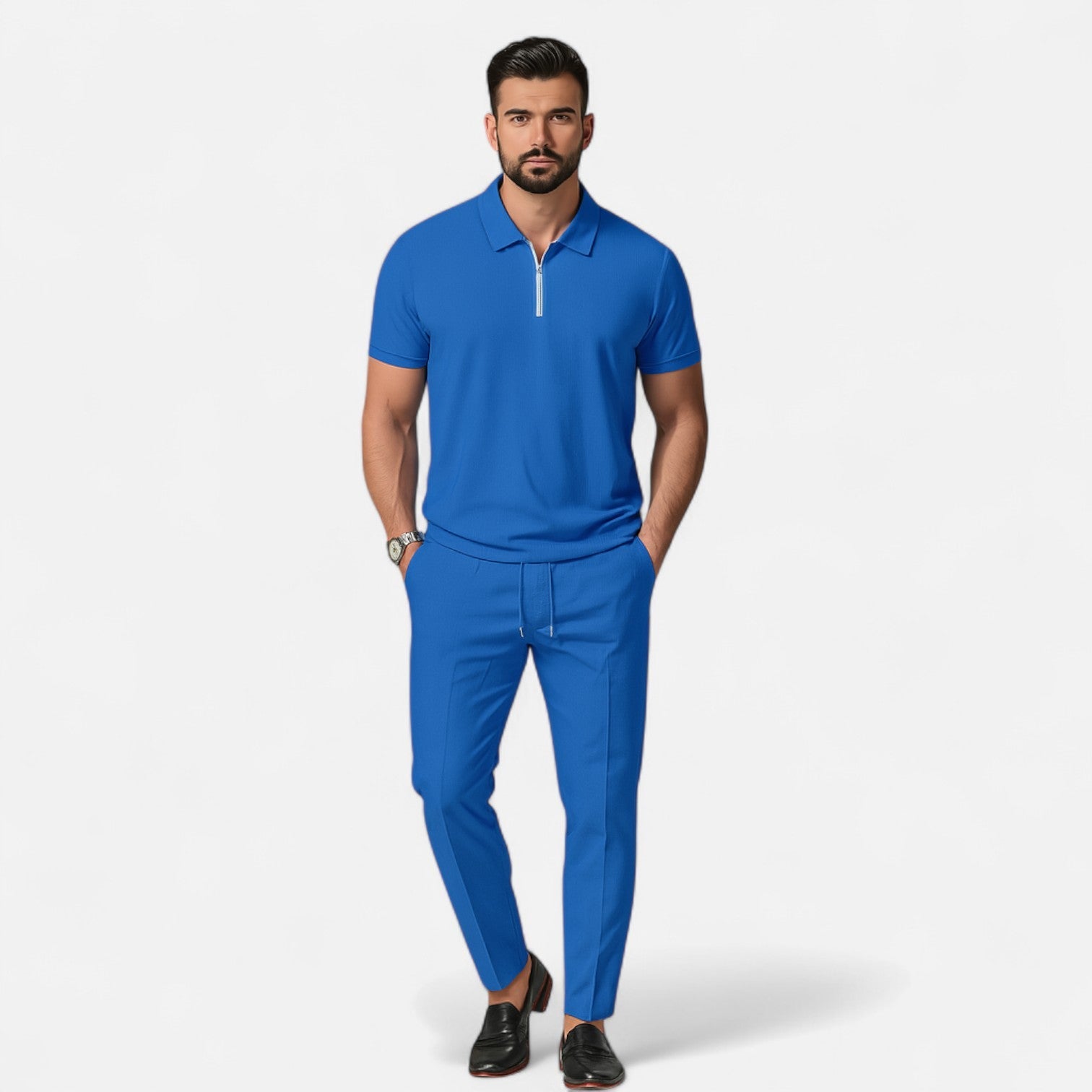 Men's Casual Polo Shirt and Trouser Set – Stylish Fit with Breathable Fabric 6
