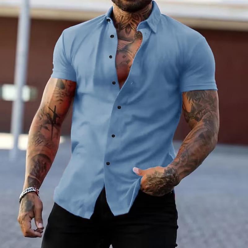 Men’s Casual Short Sleeve Button-Up Shirt with Stylish Fit and Durable Cotton Blend 6