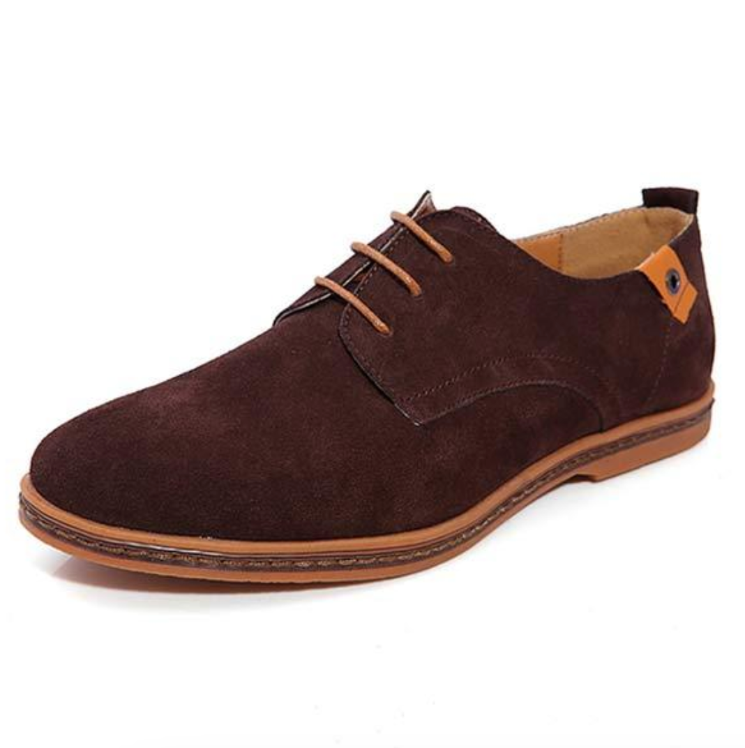 Men's Classic Suede Oxford Shoes with Lace-Up Design and Stitched Detail 1