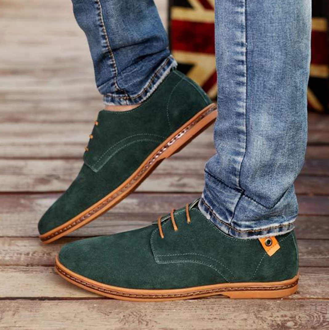 Men's Classic Suede Oxford Shoes with Lace-Up Design and Stitched Detail 5