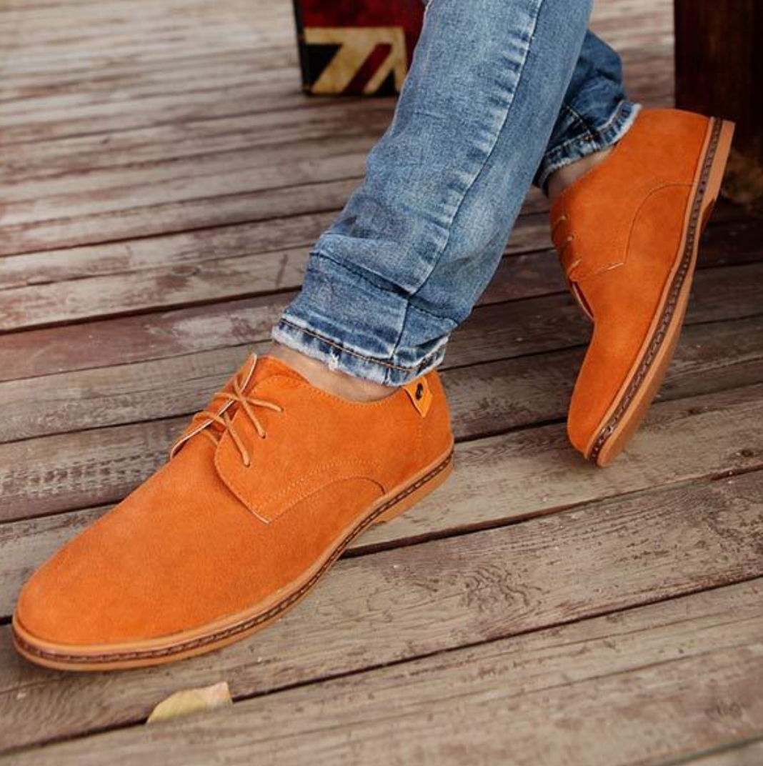 Men's Classic Suede Oxford Shoes with Lace-Up Design and Stitched Detail 6