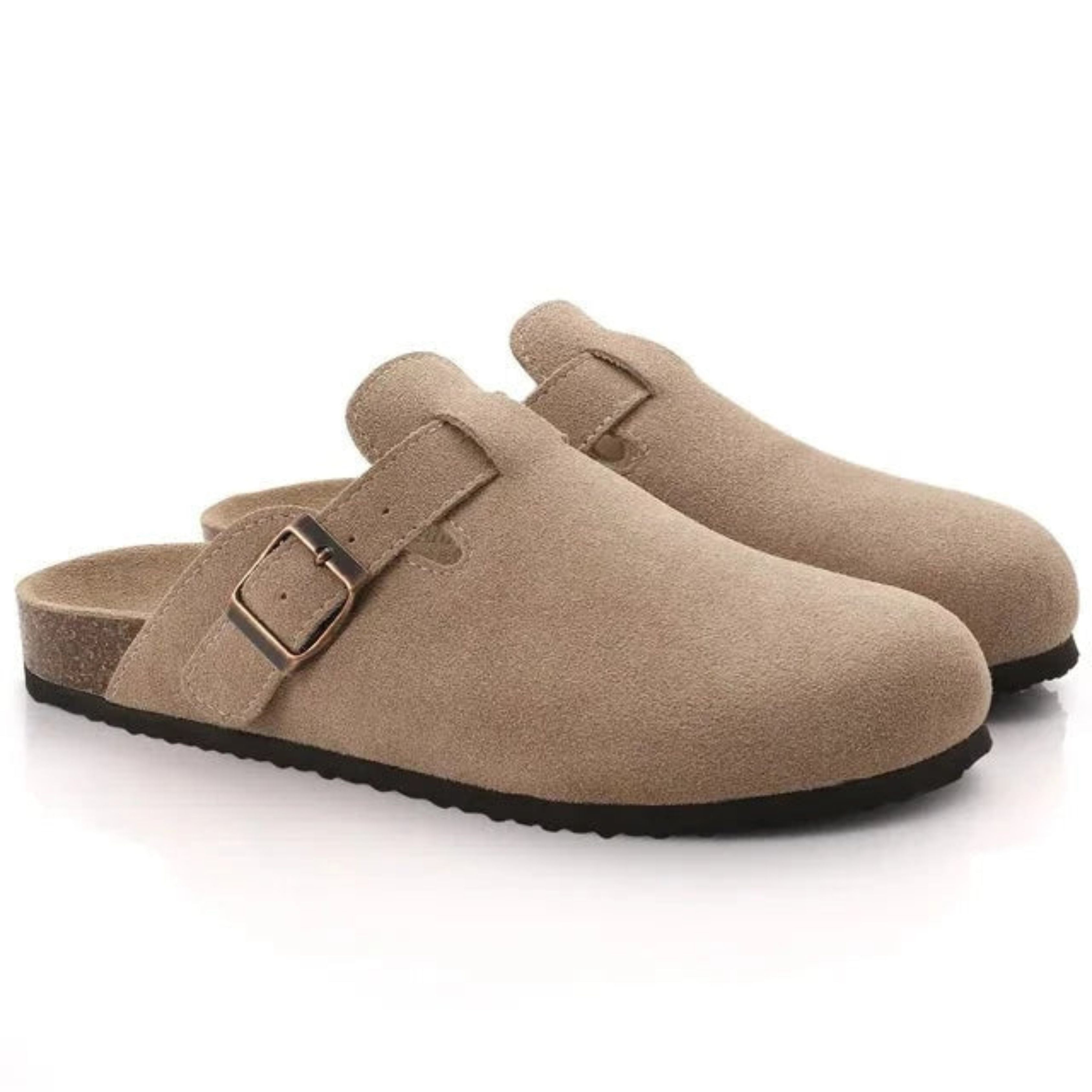Men's Classic Suede Slip-On Clogs with Adjustable Buckle and Luxurious Comfort 0